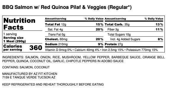 BBQ Salmon w/ Chipotle Lime Red Quinoa Pilaf and Roasted Veggies