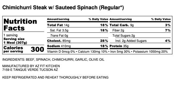 Chimichurri Steak w/ Sautéed Spinach