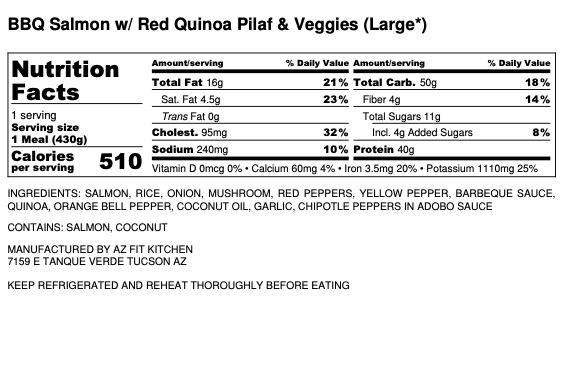 BBQ Salmon w/ Chipotle Lime Red Quinoa Pilaf and Roasted Veggies